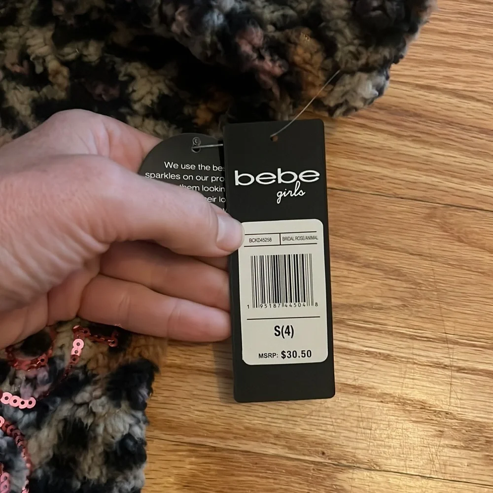 Bebe girls outfit sequins, cheetah, print and fleece